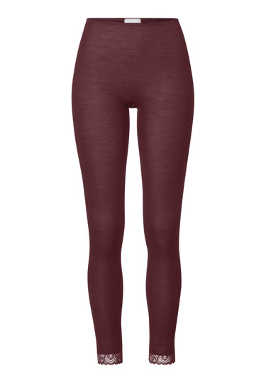 Woolen Lace Lace Trim Wool And Silk Leggings | Vivid Brown 70833-2421